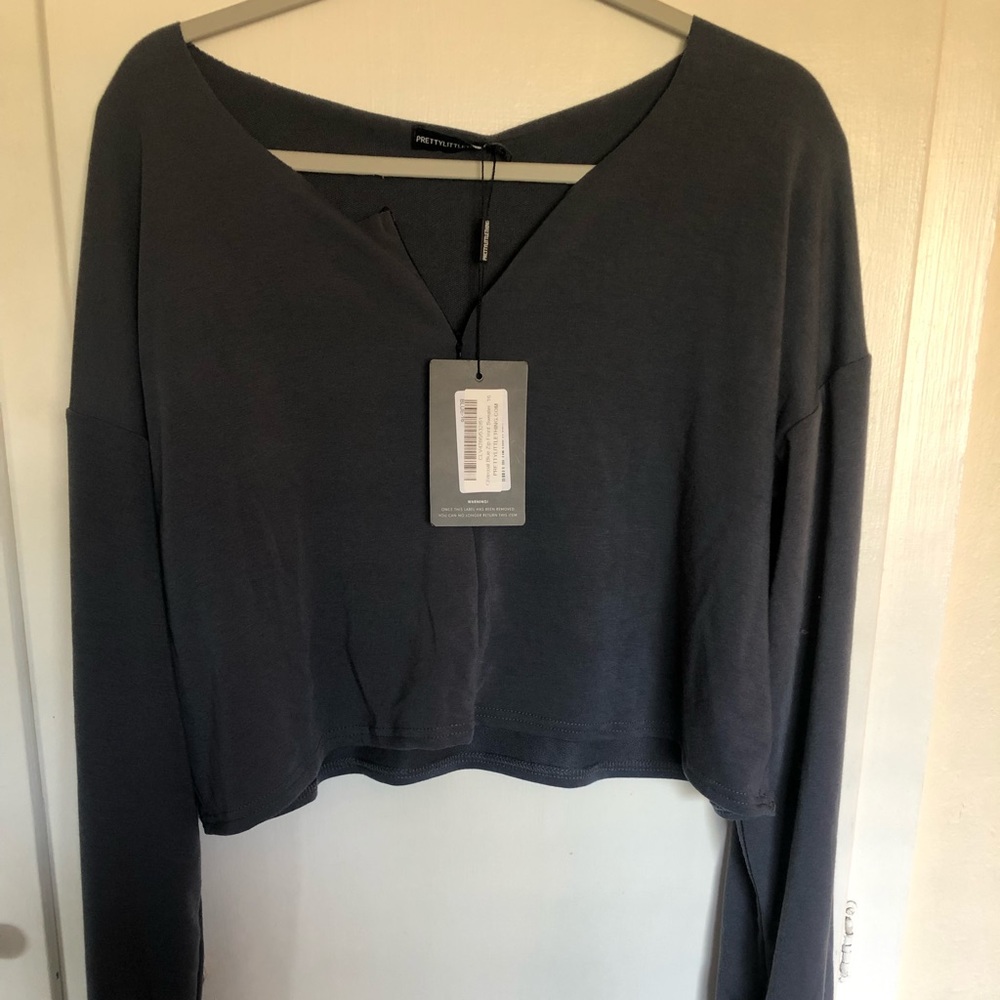 Crop top zip up sweater